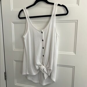 White Button-Front Tie Tank Top